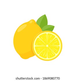 Vector yellow lemon fruit with sour taste for cooking and squeezing to make healthy lemonade