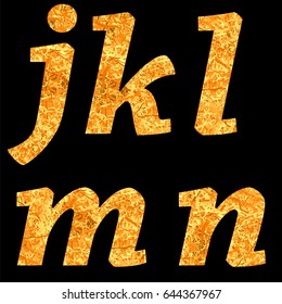 Vector Yellow Letters of Alphabet Isolated on Black Background