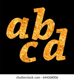 Vector Yellow Letters of Alphabet Isolated on Black Background