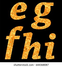 Vector Yellow Letters of Alphabet Isolated on Black Background