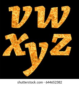 Vector Yellow Letters of Alphabet Isolated on Black Background