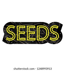 Vector Yellow Letters on Sunflower Ripe Black Seed Pattern