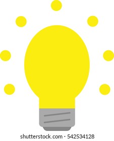 Vector yellow light bulb glowing.