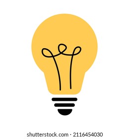 Vector yellow lightbulb. Great idea. Clip art.