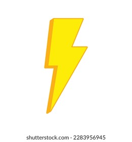 Vector Yellow lightning bolt icon isolated on white background. T%wo color thunder, symbol of energy, danger and power. Thunderbolt electric emblem.