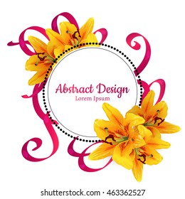 vector yellow lily illustration. invitation card.