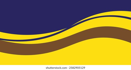 Vector yellow line background curve element with blue space for text and message design, overlapping layers, vector