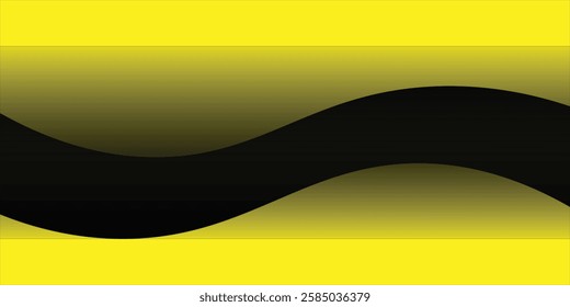 Vector yellow line background curve element with black space for text and message design, overlapping layers,