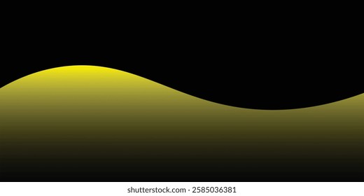 Vector yellow line background curve element with black space for text and message design, overlapping layers,