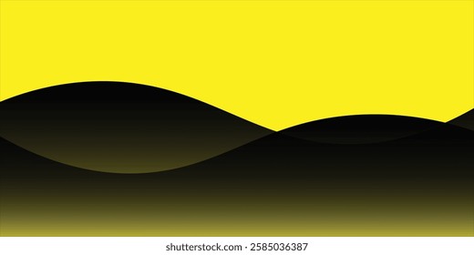 Vector yellow line background curve element with black space for text and message design, overlapping layers,
