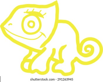 vector yellow lizard on a white background