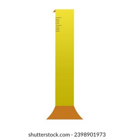 vector of a yellow measuring cylinder on a white background used to measure the volume of liquids in science