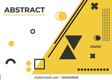 Fondo Vector Amarillo Memphis con formas de geometría abstracta. Adecuado para banner, afiche, promoción, publicidad, tarjeta, web