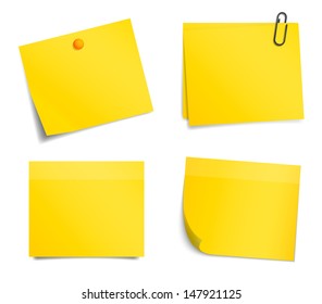 Vector yellow notice stickers on white background