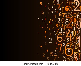 Vector yellow orange background  from different numbers typography from right