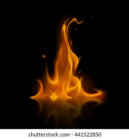 Vector Yellow Orange Fire Flame Bonfire  Isolated on Background