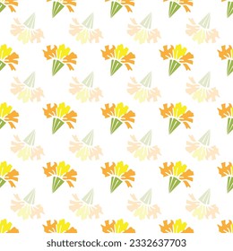 Vector Yellow and Orange Marigold Flowers seamless pattern background. Perfect for fabric, scrapbooking, wallpaper projects and paper products.