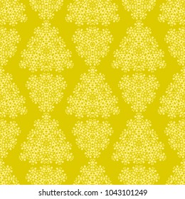 Vector Yellow Ornamental Seamless Line Pattern. Endless Texture. Oriental Geometric Ornament