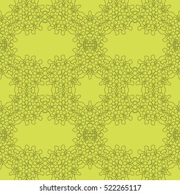 Vector Yellow Ornamental Seamless Line Pattern. Endless Texture. Oriental Geometric Ornament