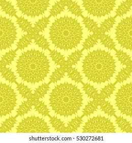 Vector Yellow Ornamental Seamless Line Pattern. Endless Texture. Oriental Geometric Ornament