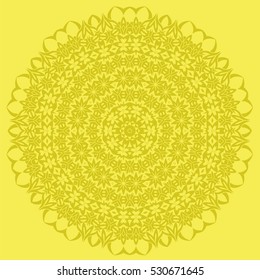 Vector Yellow Ornamental Seamless Line Pattern. Endless Texture. Oriental Geometric Ornament