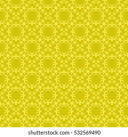 Vector Yellow Ornamental Seamless Line Pattern. Endless Texture. Oriental Geometric Ornament