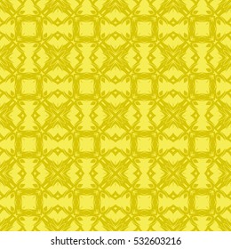 Vector Yellow Ornamental Seamless Line Pattern. Endless Texture. Oriental Geometric Ornament