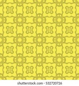 Vector Yellow Ornamental Seamless Line Pattern. Endless Texture. Oriental Geometric Ornament