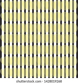 Vector yellow oval pattern on parallel black stripes background