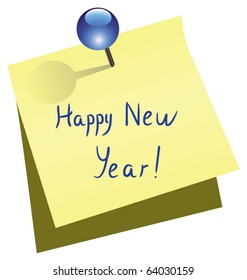 vector yellow paper note with push pin