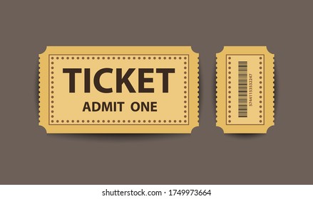 Vector yellow paper stub ticket with two parts separately.
