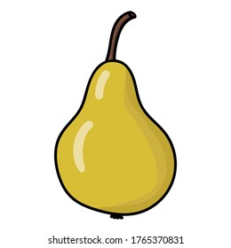 Vector yellow pear. Cartoon line pear.