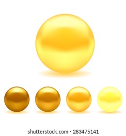 Vector Yellow Pearl Collection Isolated on White Background