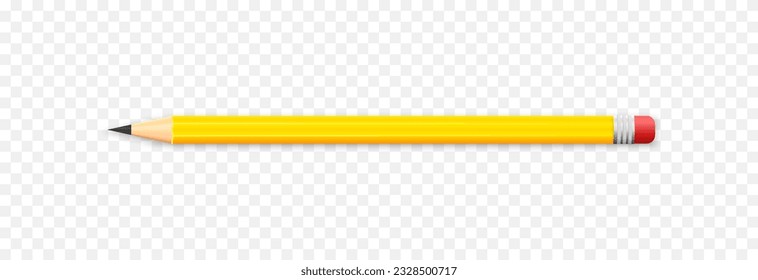 Vector yellow pencil. School pencil png. Drawing pencil. School supplies. A sharp pencil with a rubber band png.