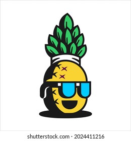 vector Yellow pineapple wearing sunglasses