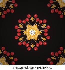 Vector yellow, pink and gray creative Ethnic Style mandalas seamless pattern. Unique geometric swatch. Perfect for site backdrop, wrapping paper, wallpaper, textile and surface design.