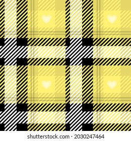 Vector Yellow Plaid Check Teen Seamless Pattern in Geometric Abstract Style Can be used for Summer Fashion Fabric Design, School Textile Classic Dress, Picnic Blanket, Retro Print Girly Shirt