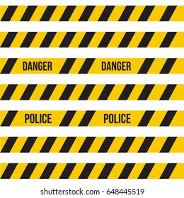 Vector yellow plastic caution tape or warning tape set.