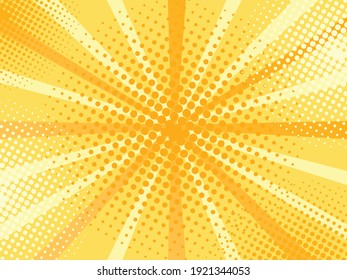 Vector Yellow Pop Art Background. Colorful Cartoon Retro Background. Comics Style