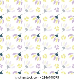 Flor verde púrpura vectorial amarilla sin soldadura aislada en un fondo blanco. Imprimir para ropa de cama. impresión de tendencia para textiles y papel de pared
