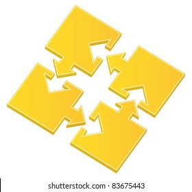 Vector yellow puzzle pieces with arrows
