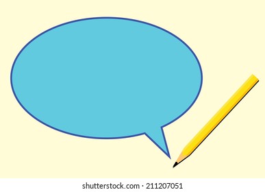 vector of yellow quote bubble with talking pencil