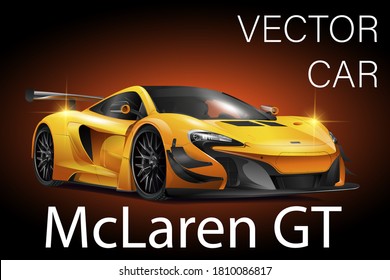 Vector yellow Race sport car. Supercar tuning. 3d realistic style vector illustration isolated on black background. illustration realistic vector car