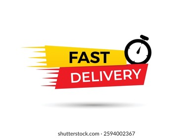 vector yellow and red fast delivery with clock design
