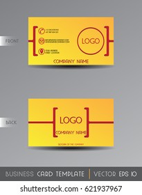 Vector yellow with red and shadow business card design.
