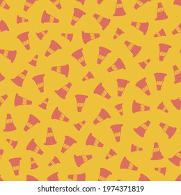 Vector yellow and red traffic cones  seamless pattern background. Suitable for textile, gift wrap and wallpaper.