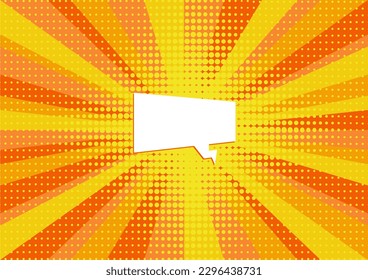 Vector yellow retro sunshine background with empty thought balloon or shouting box for text in comic book.