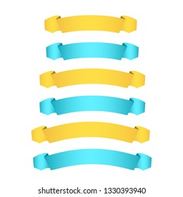 Vector yellow ribbon banners set. Beautiful blank for decoration graphic. vintage style design. Premium decorative elements