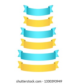 Vector yellow ribbon banners set. Beautiful blank for decoration graphic. vintage style design. Premium decorative elements