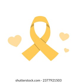 Vector yellow ribbon symbol of breast cancer disease vector illustration isolated on background.